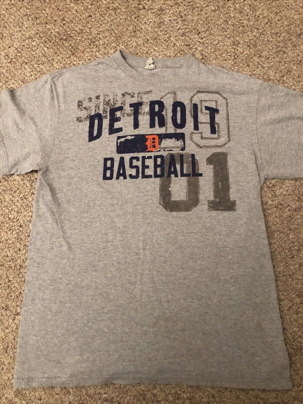 MLB Vintage Detroit Tigers Baseball T-Shirt Men's Medium Since 1901 Gray